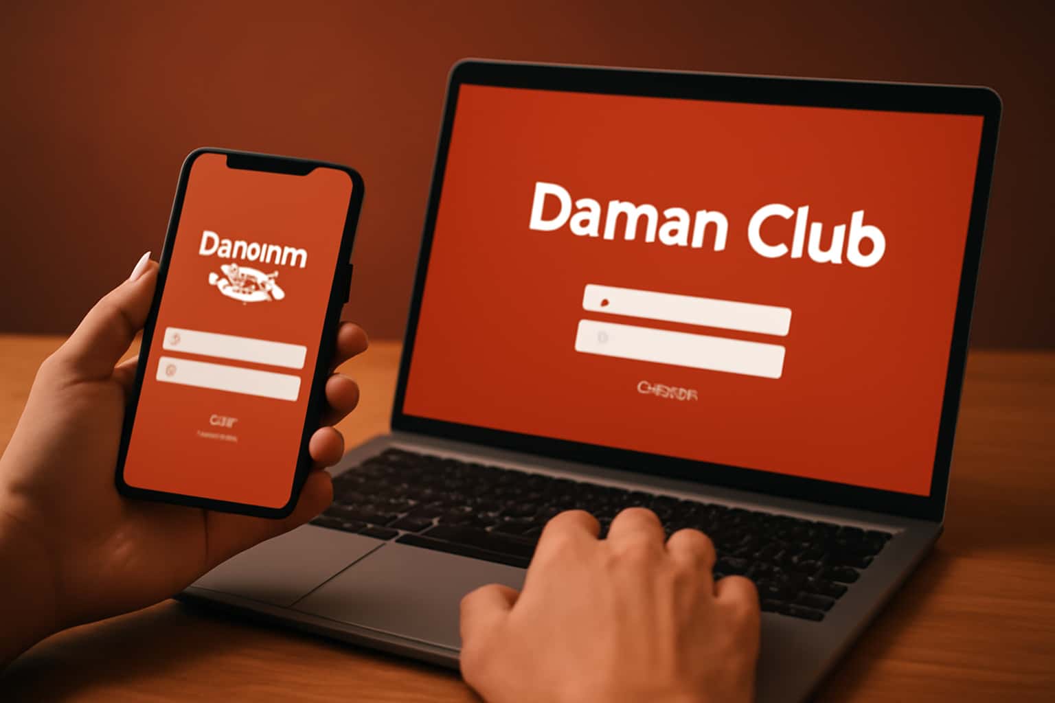 Visual representation of the steps to access Daman Club from new devices