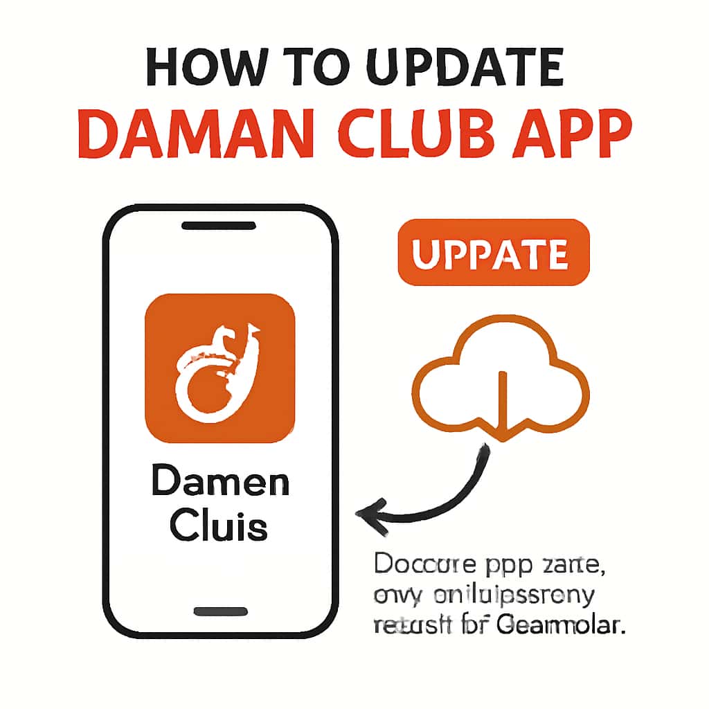 Illustration explaining the update procedure for the Daman Club App.
