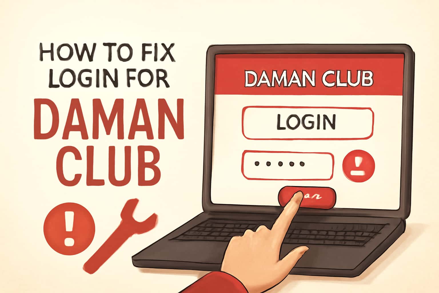 An informative illustration related to fixing login issues for Daman Club.