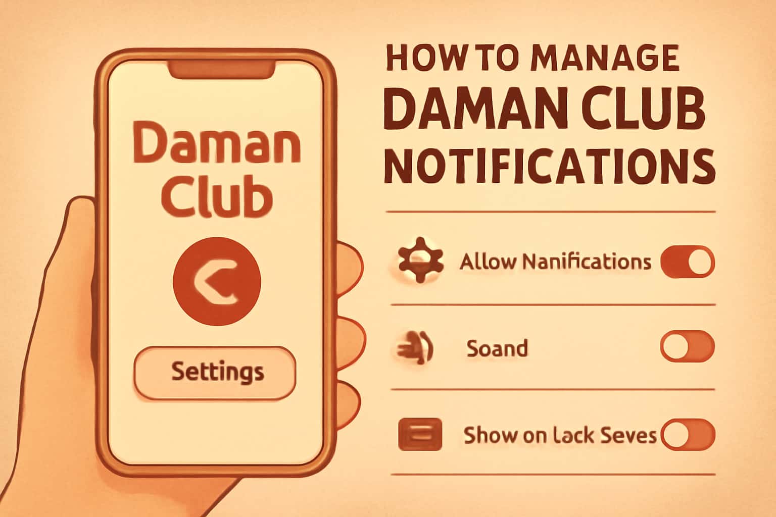 A visually engaging representation of managing notifications with Daman Club, featuring a user interface design in a high-tech style.