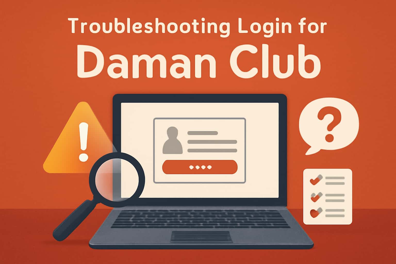 A visual representation of troubleshooting login issues for Daman Club.